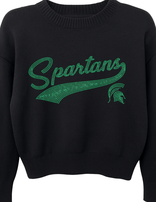 Michigan State Spartans Script Black Crewneck Sweater