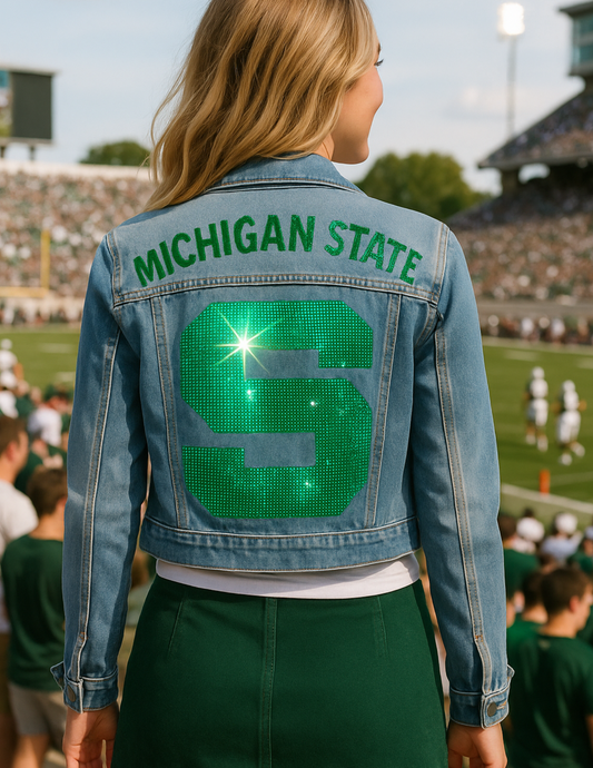Licensed Game Day Jacket, Blue Denim, Michigan State Block S