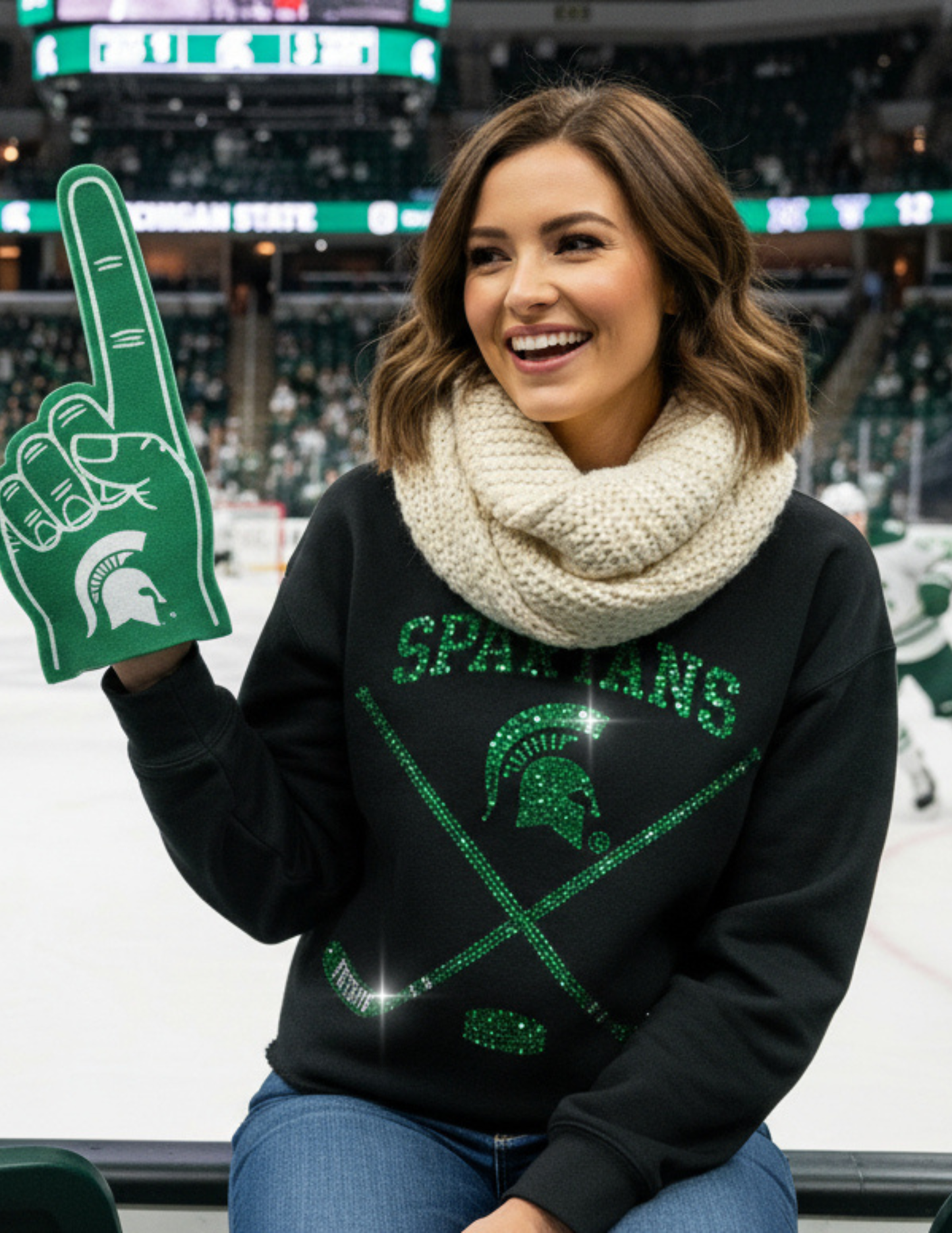 Licensed Game Day Sweatshirt, Black, Michigan State Spartans Hockey