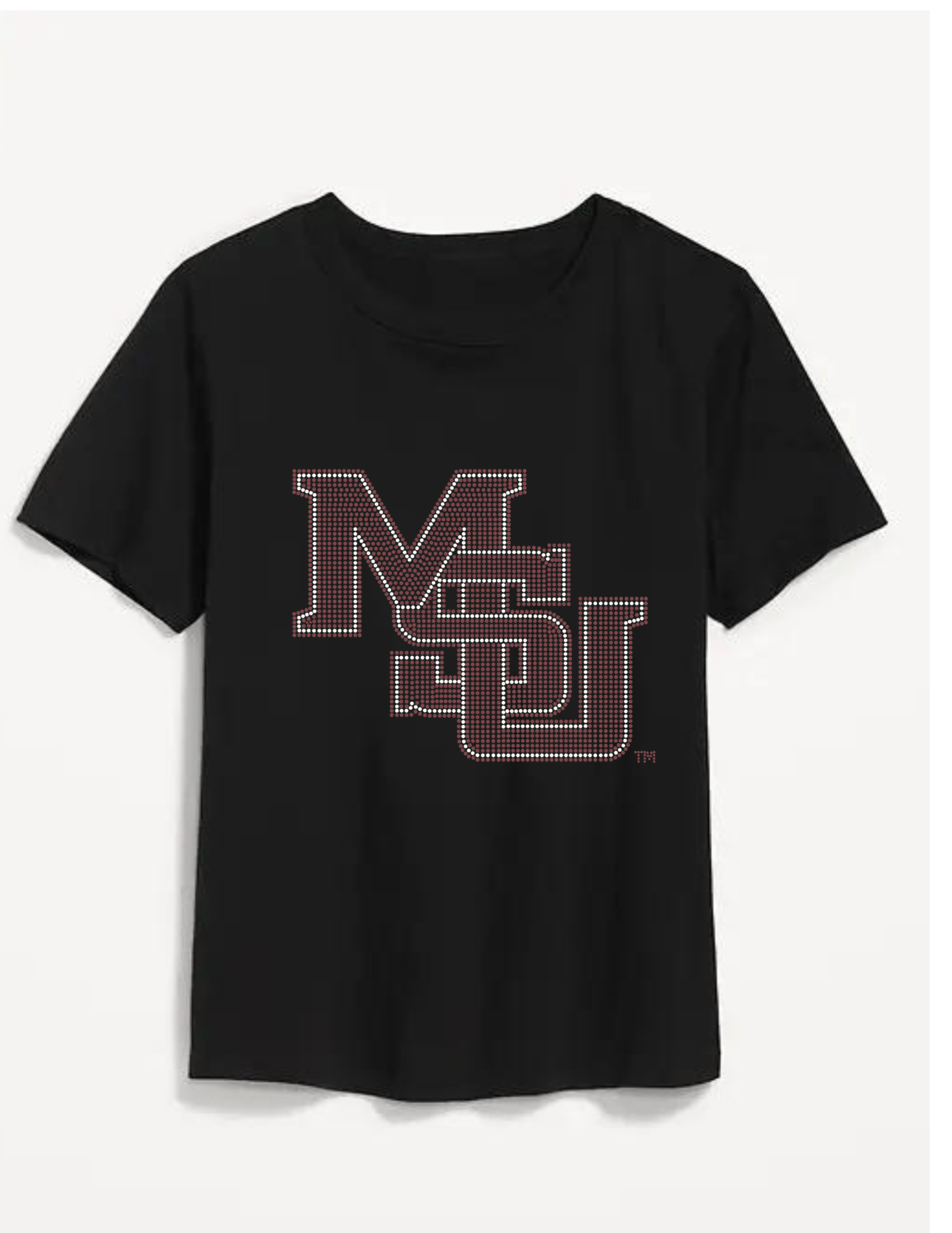 Mississippi State Stacked MSU Black Crewneck Short Sleeve T-Shirt