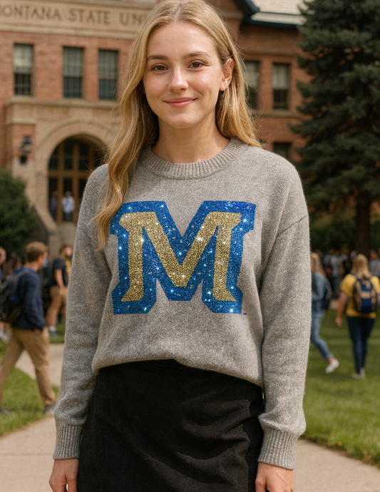 Licensed Game Day Sweater, Gray, Montana State Block M