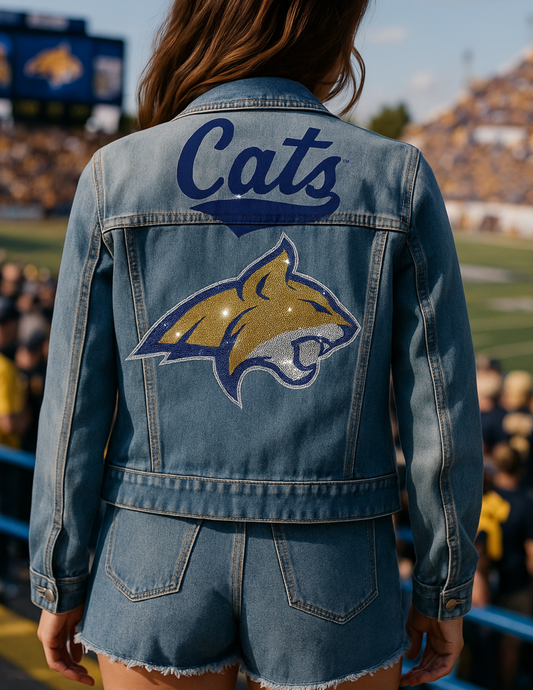 Licensed Game Day Denim, Medium Wash, Montana State Bobcat & Script