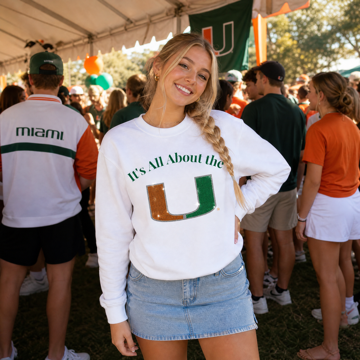 University of Miami It's All About The U White Crewneck Sweatshirt