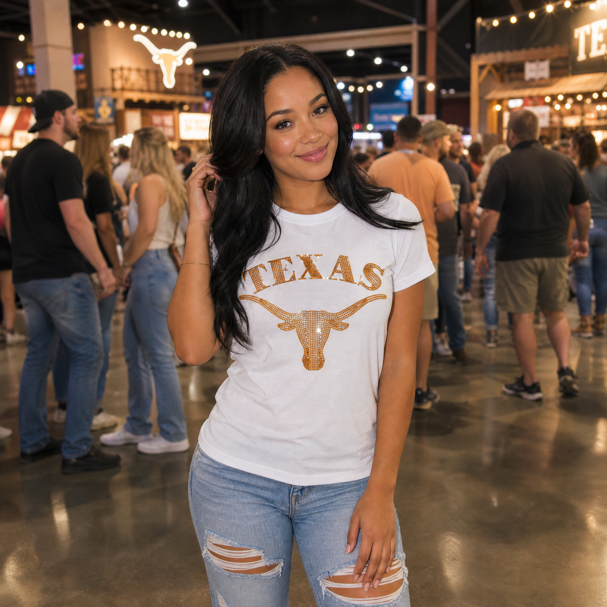 University of Texas-Austin Longhorn Head White Crewneck T-Shirt