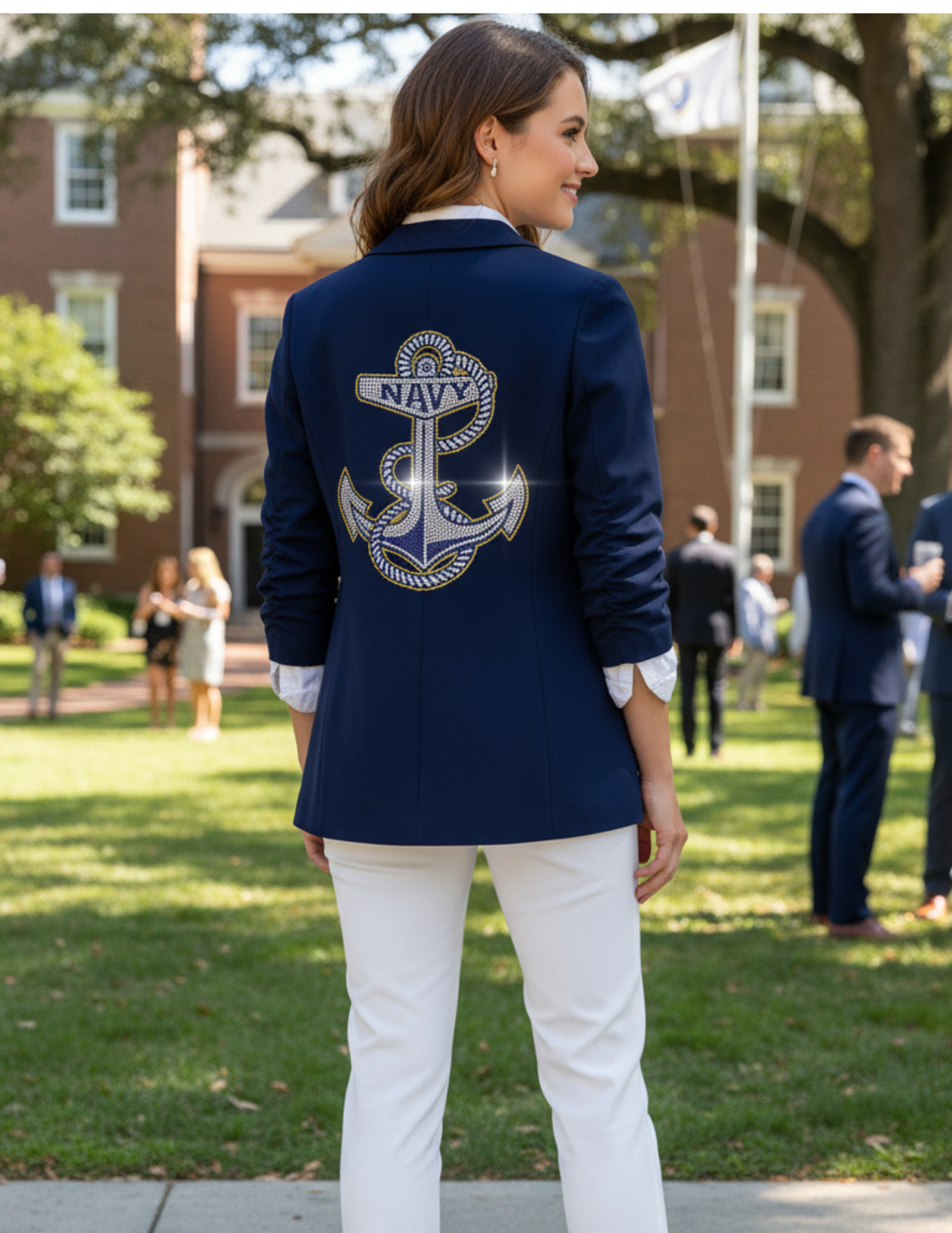 Licensed Game Day Blazer, Navy Ruched, Naval Academy Anchor