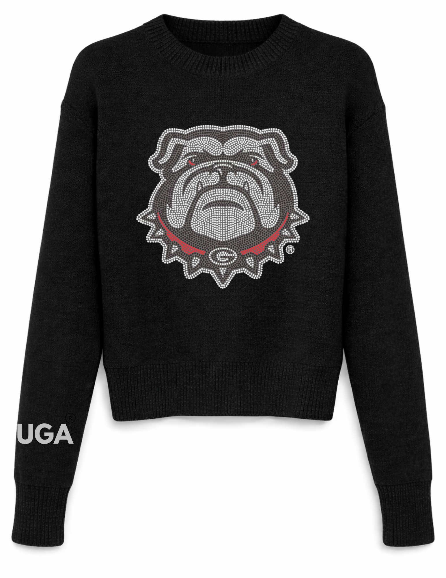 University of Georgia Bulldog Logo Black Crewneck Sweater