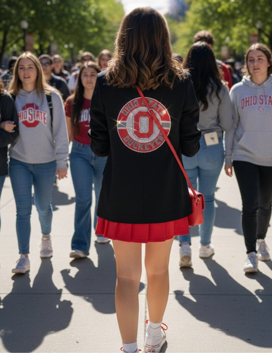 Licensed Game Day Blazer, Black Ruched, Ohio State Circle