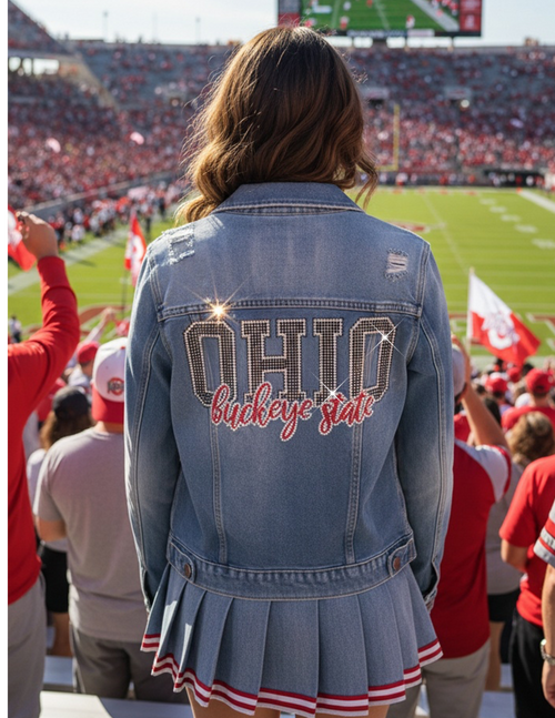 Game Day Jacket, Blue Denim, Ohio Buckeye State