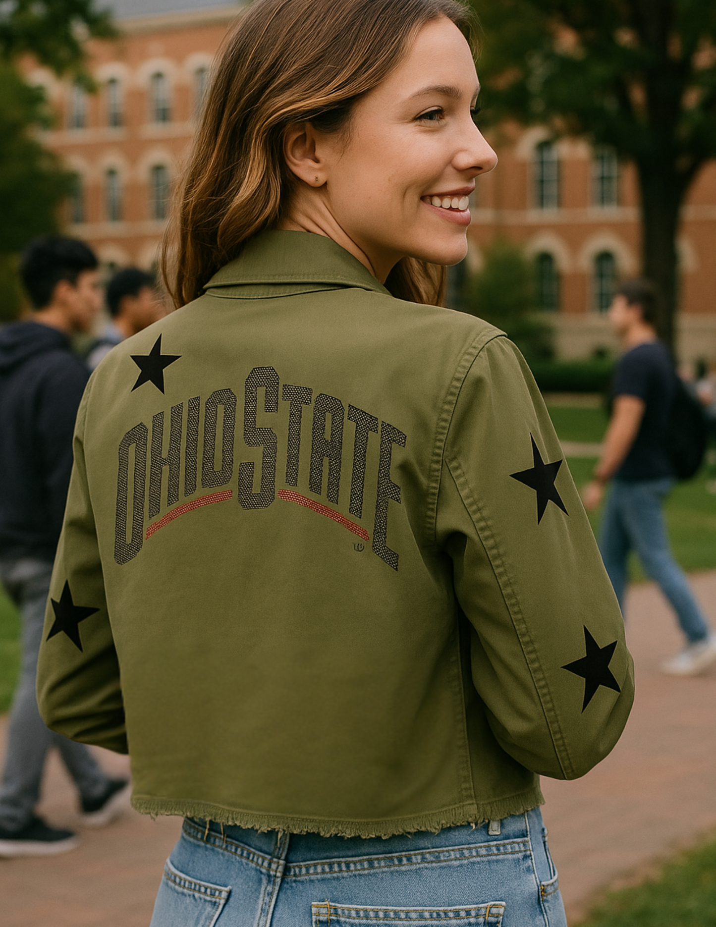 Licensed Game Day Shacket, Army Green, Ohio State Curve Black