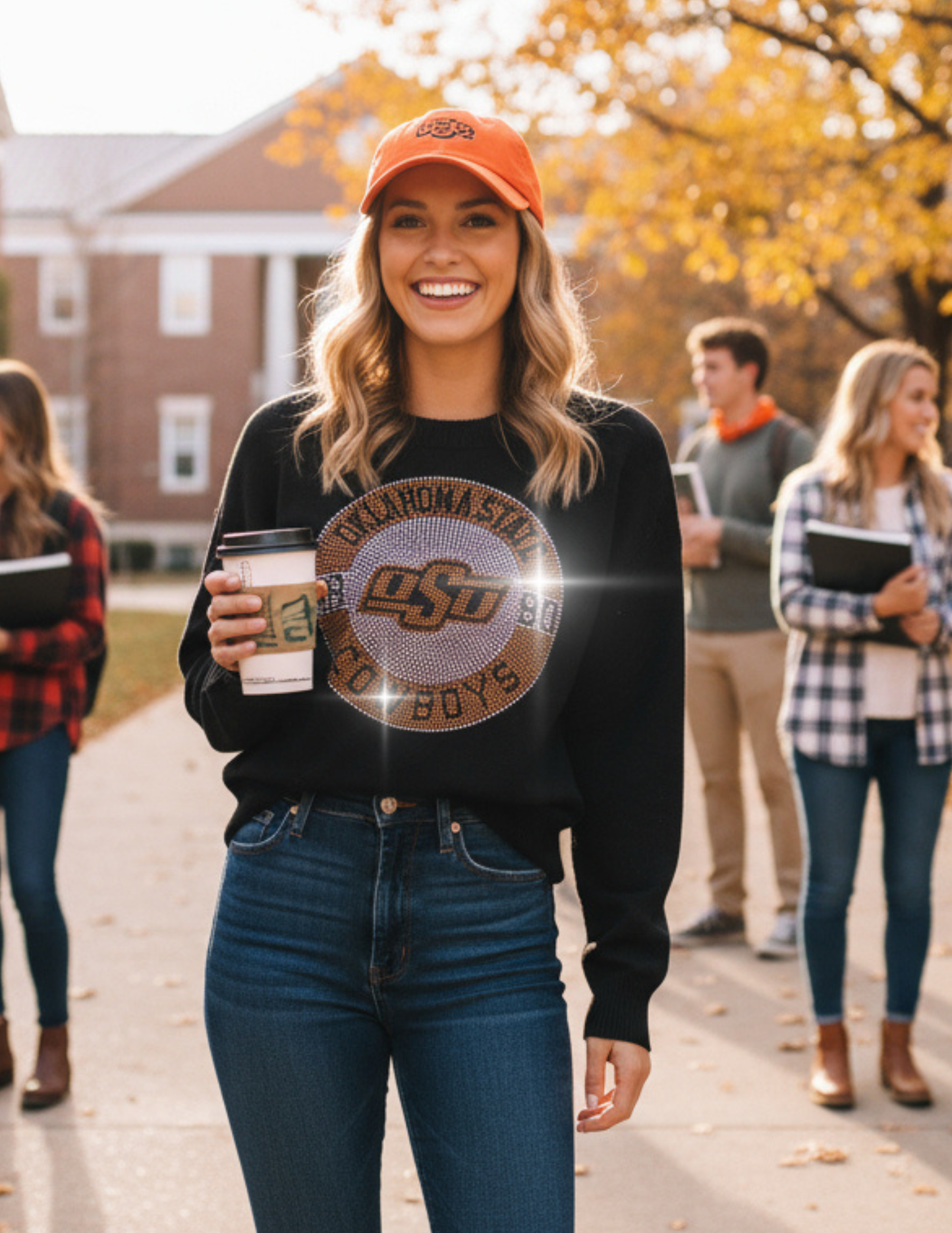 Licensed Game Day Sweater, Crewneck Black, Oklahoma State Est 1890