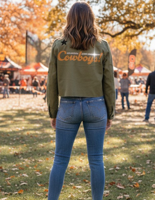 Licensed Game Day Shacket, Army Green, Oklahoma State Cowboys