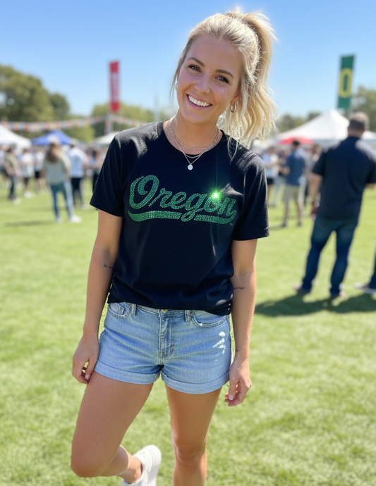 University Of Oregon Script Black Short Sleeve T-Shirt