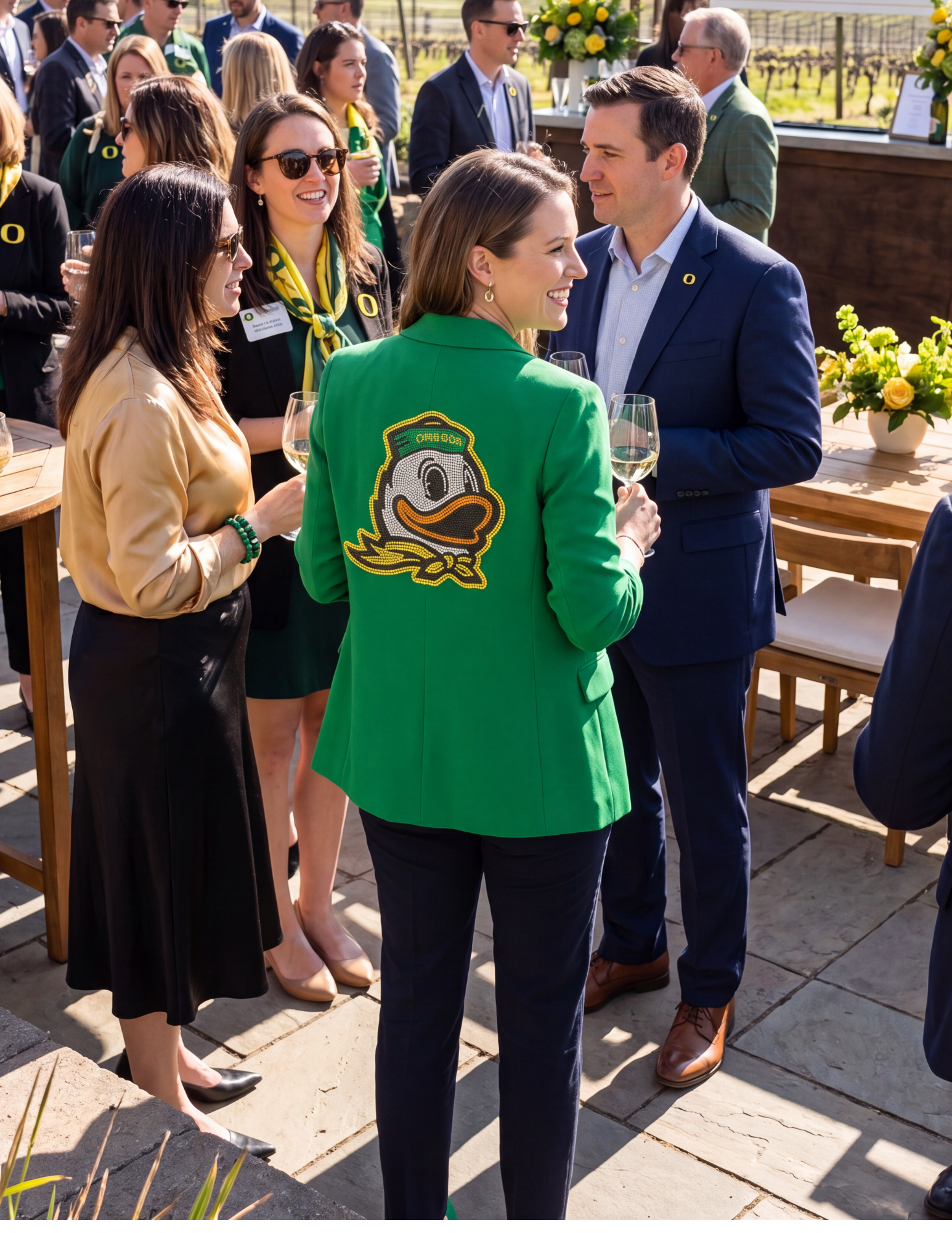 University Of Oregon Duck Green Ruched Sleeve Blazer