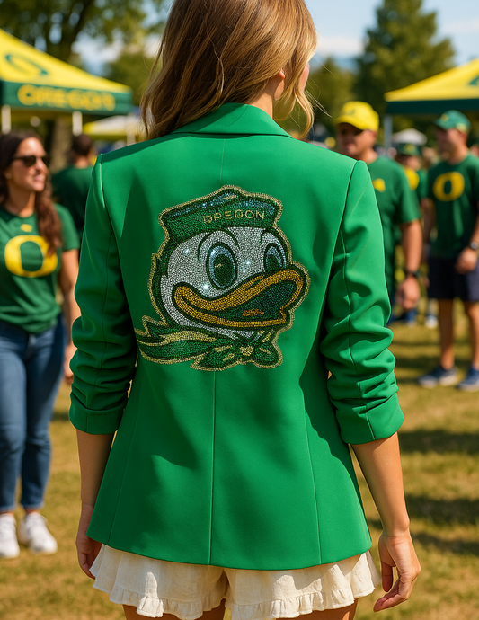 Licensed Game Day Blazer, Green Ruched, University Of Oregon Duck