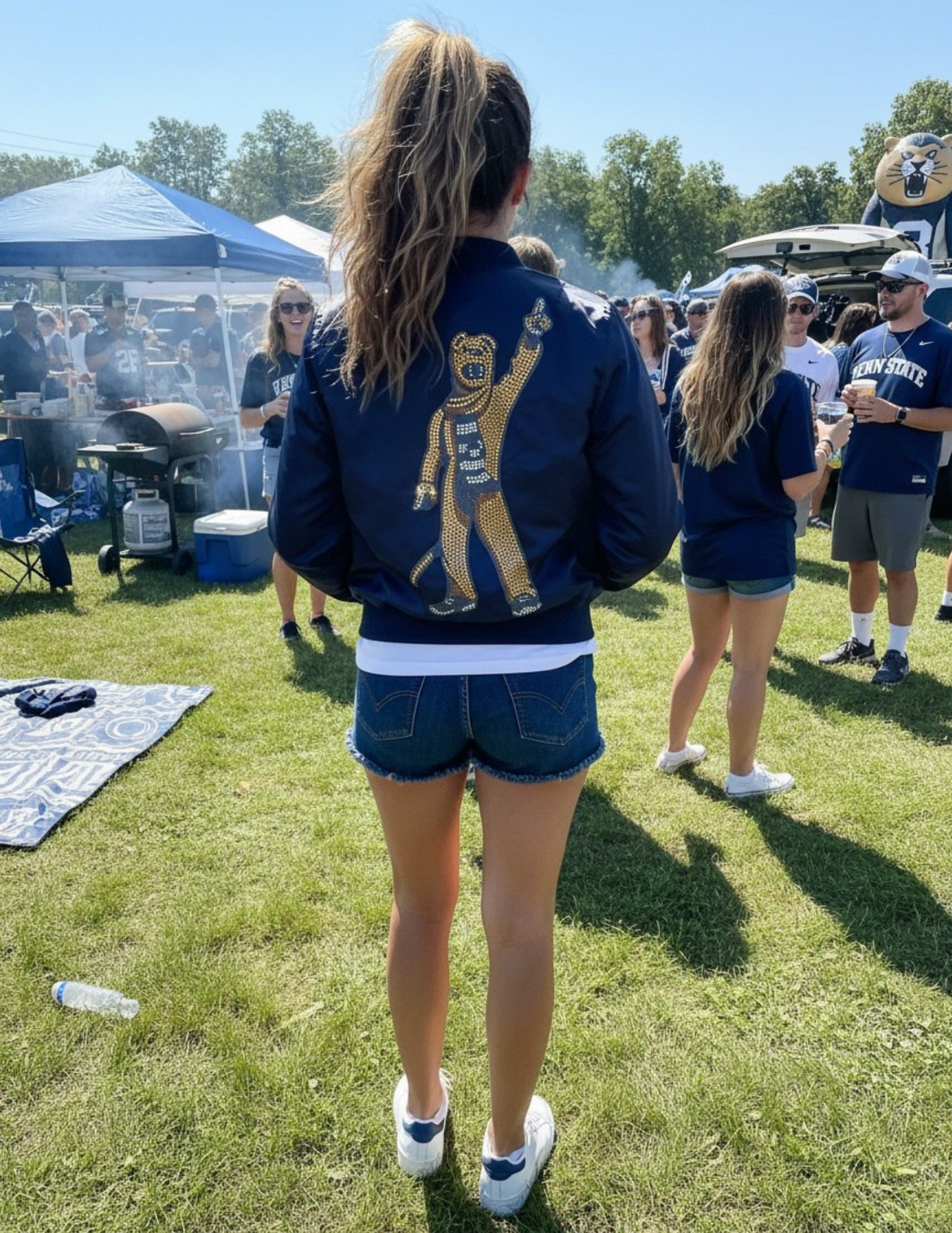 Licensed Game Day Jacket, Navy Bomber, Penn State Full Body Mascot