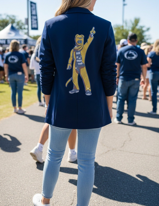 Licensed Game Day Blazer, Navy Ruched, Penn State Full Mascot
