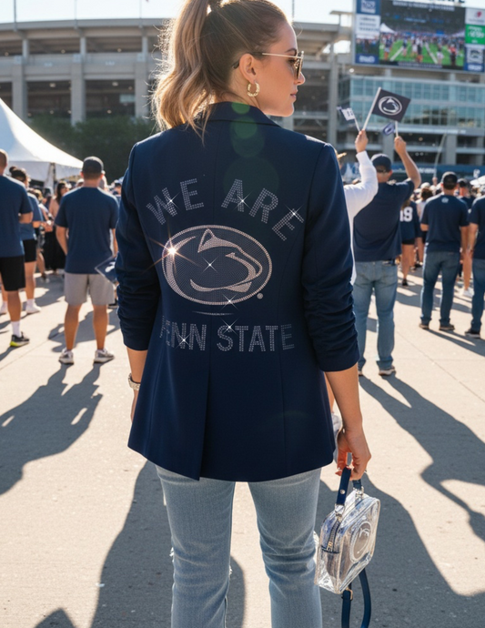 Licensed Game Day Blazer, Navy Ruched, We Are Penn State Nittany Lion
