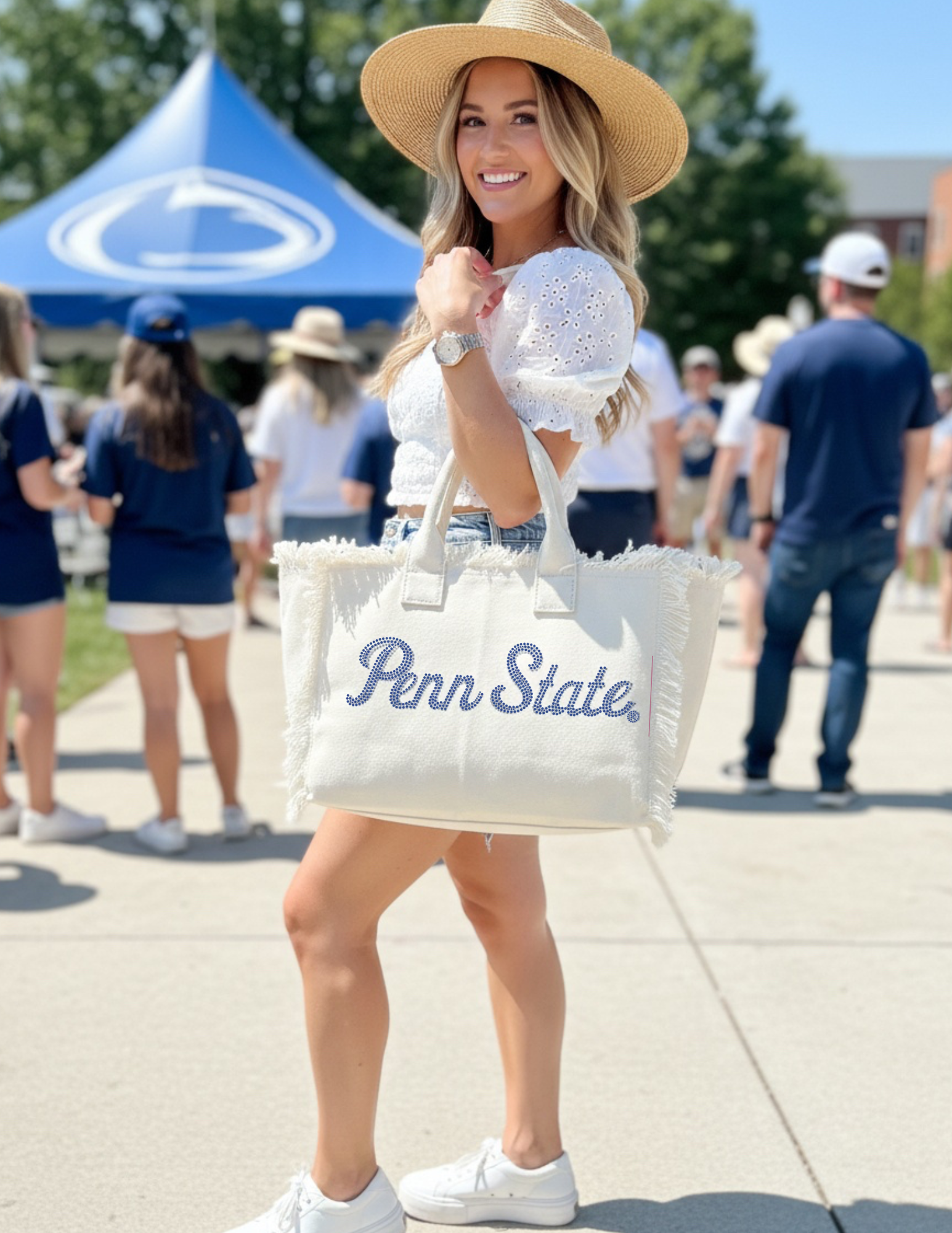 Licensed Game Day Tote, White, Penn State Script | Moving Forward Designs