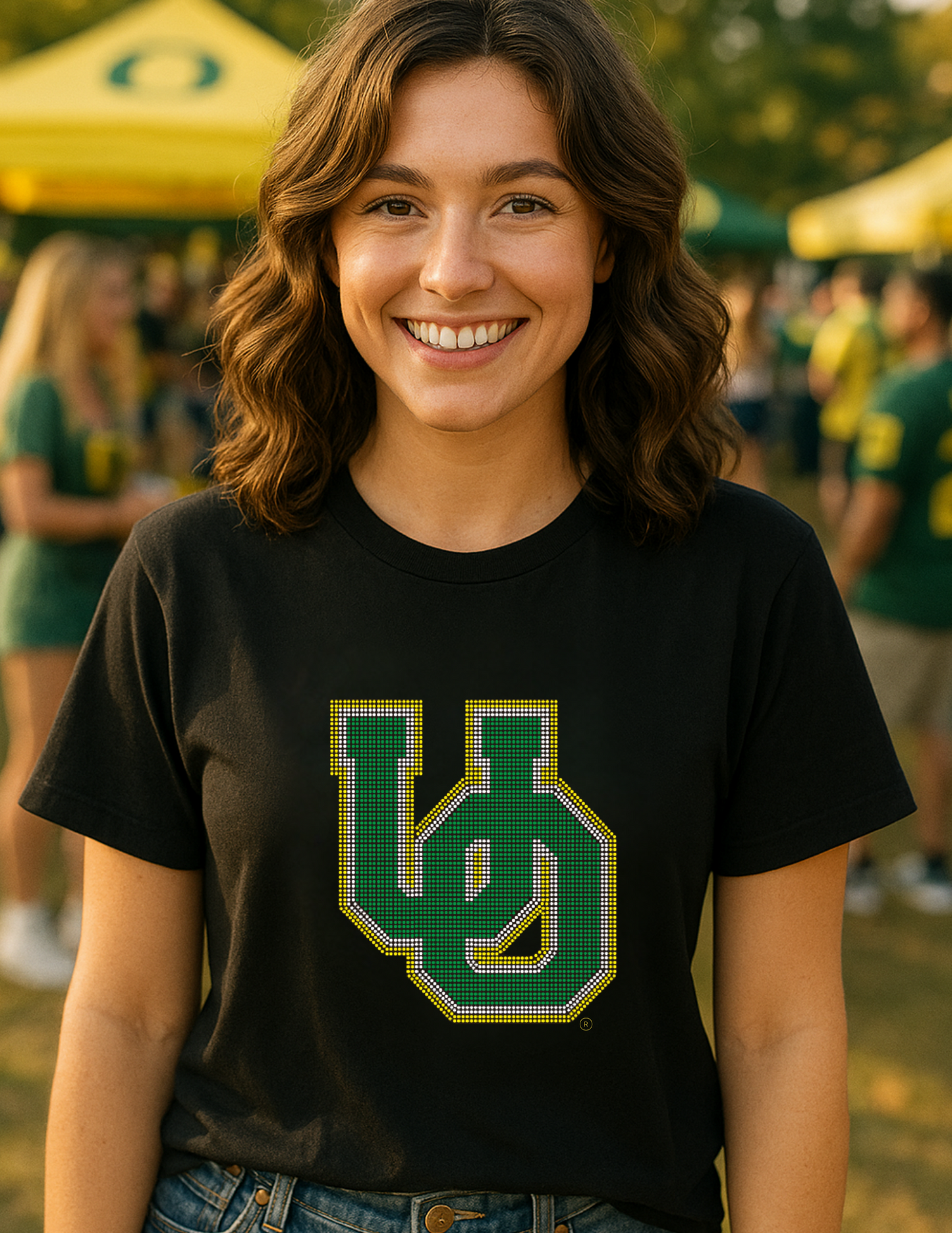 Licensed Game Day T-Shirt, Short Sleeve Black, University Of Oregon Large Interlocking UO