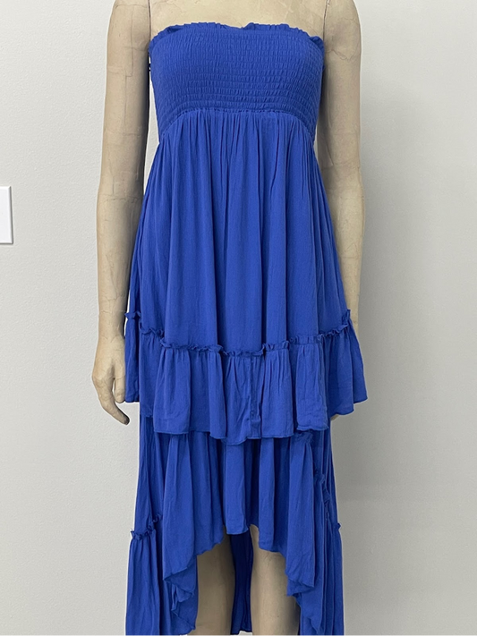 Dress/Ruched Skirt, Blue