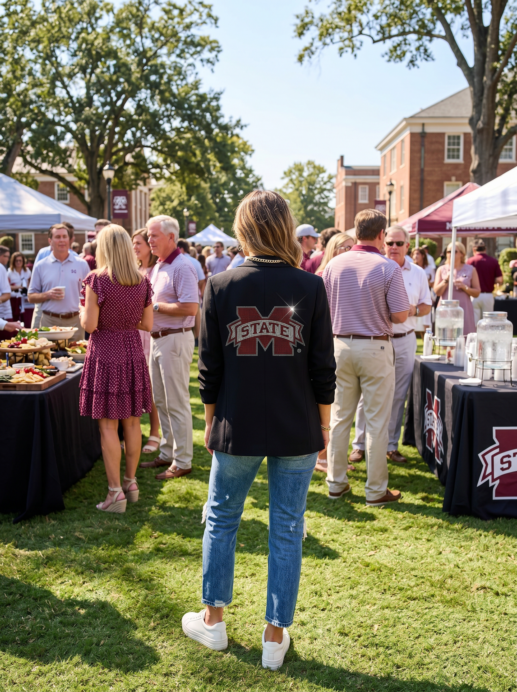 Mississippi State M State Black Ruched Sleeve Blazer