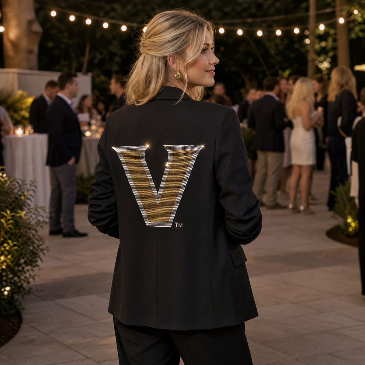 Vanderbilt University Gold & Silver V Black Ruched Blazer