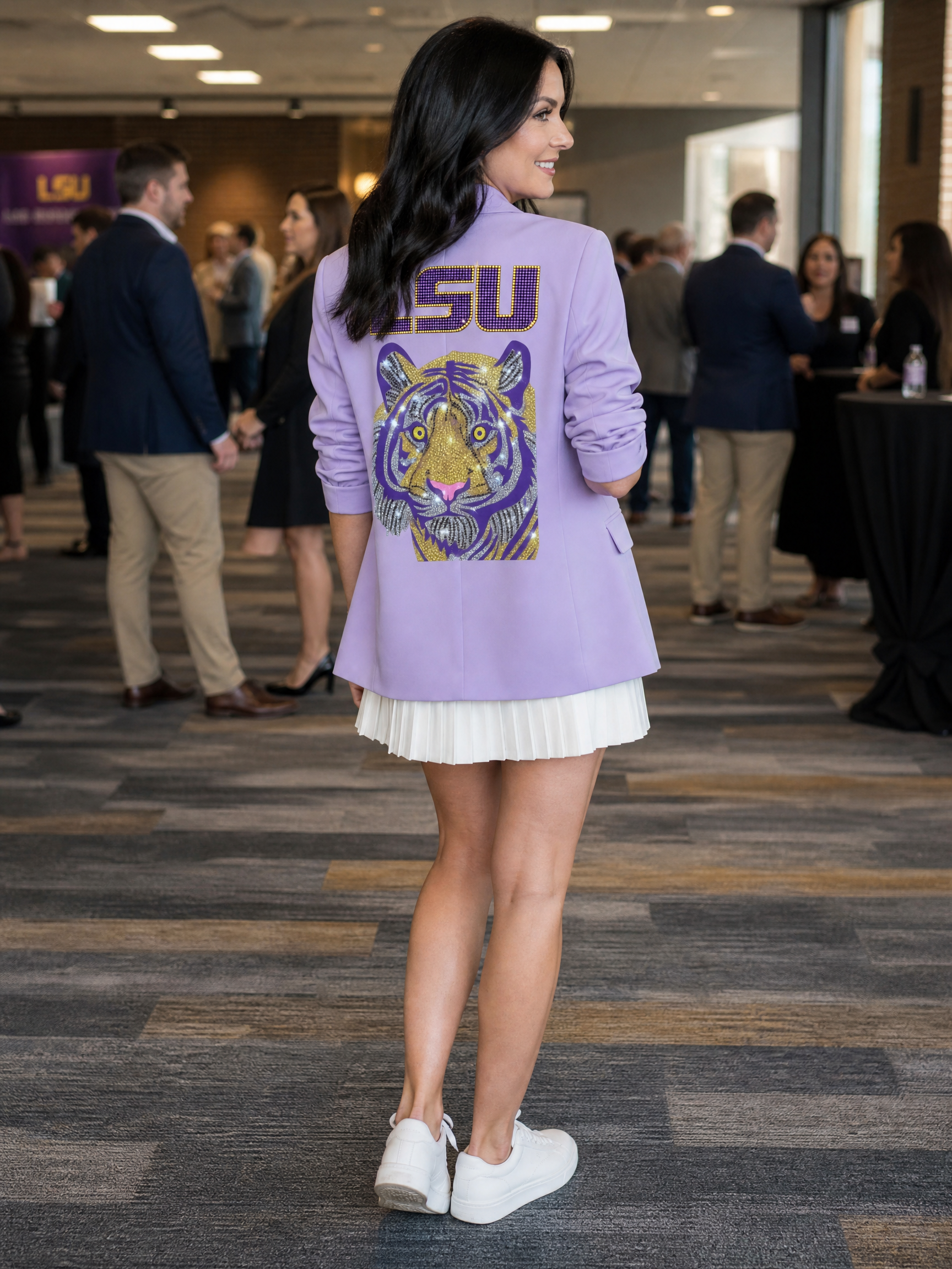 LSU Purple Tiger Ruched Sleeve Lavender Blazer