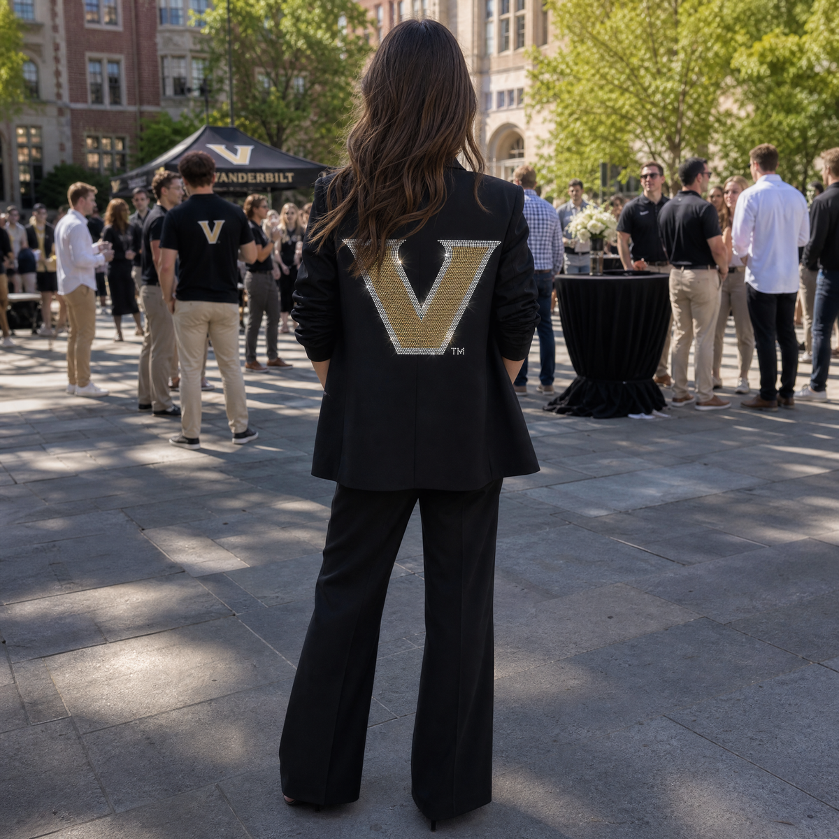 Vanderbilt University Gold & Silver V Black Ruched Blazer