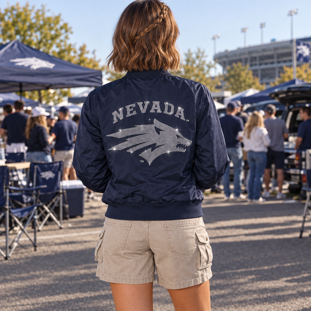 University of Nevada Wolf Pack Wolf Head Navy Bomber Jacket