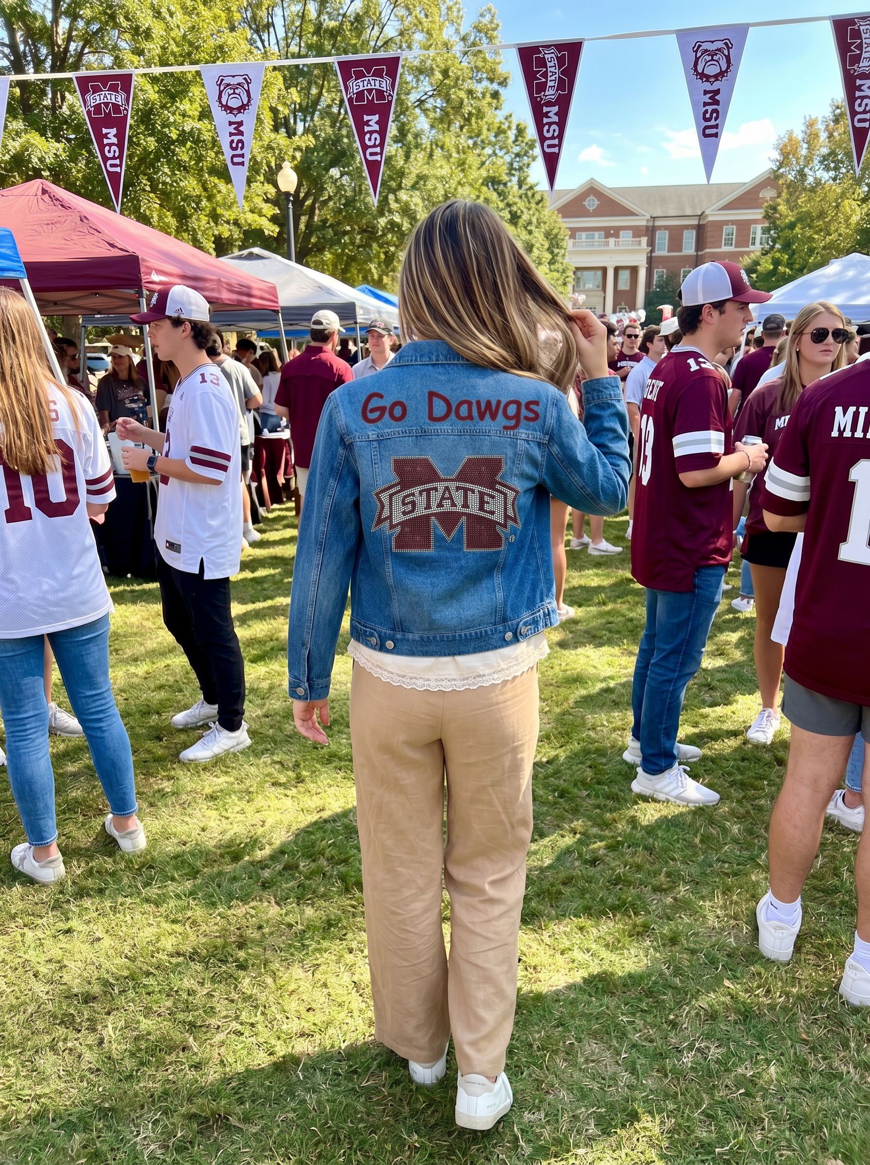 Mississippi State M State Go Dawgs Blue Denim Jacket