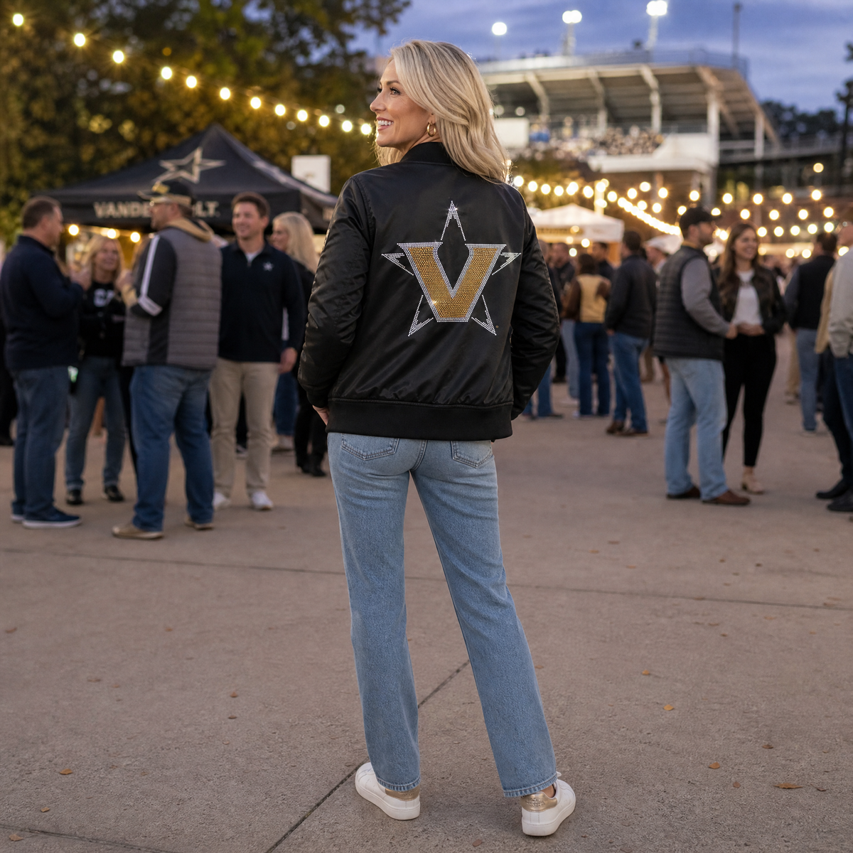 Vanderbilt University Star V Black Bomber Jacket