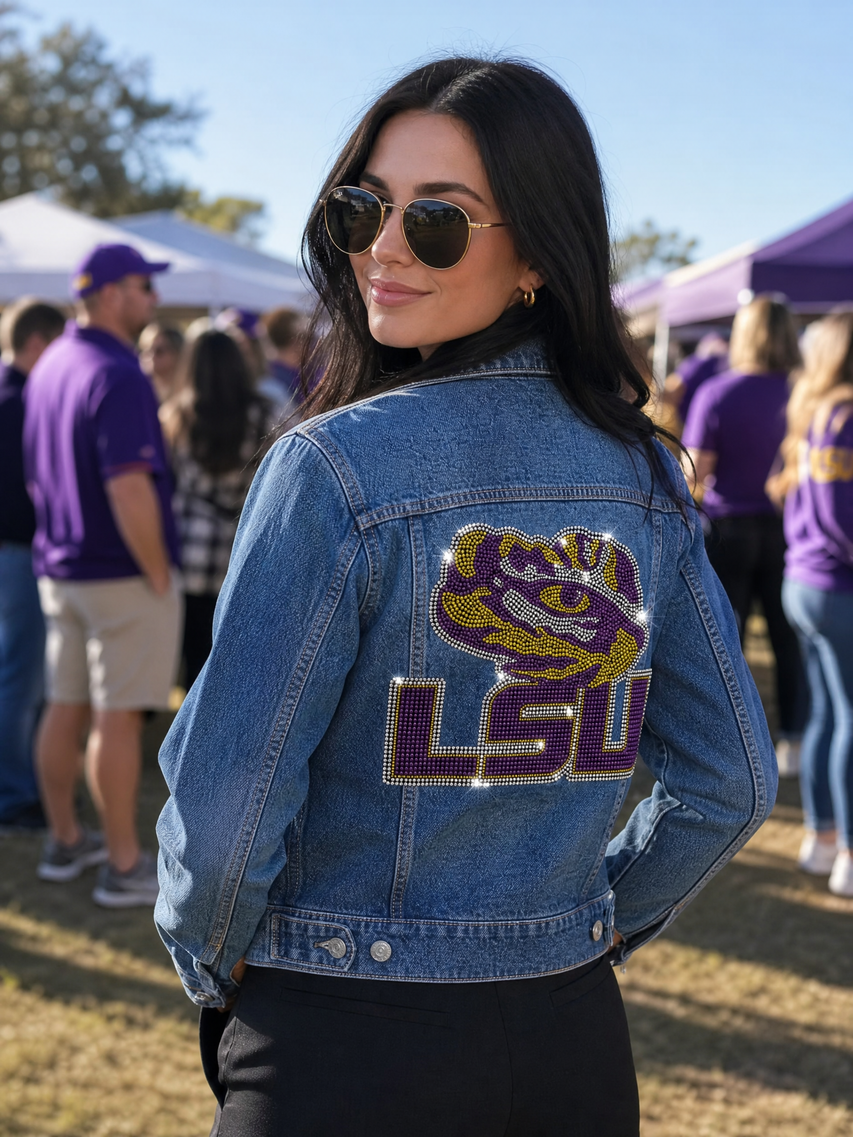 LSU Tiger Eye Blue Denim Jacket