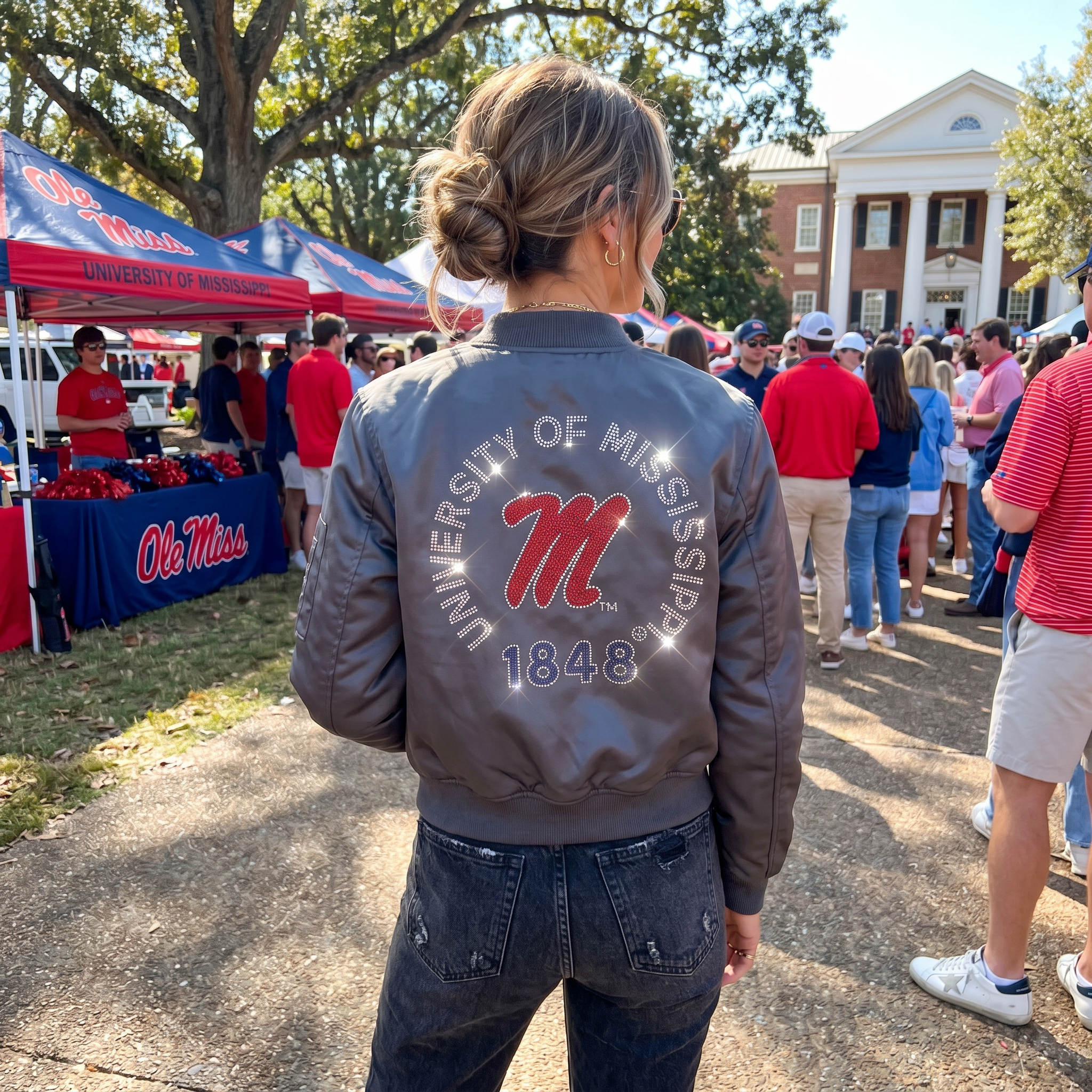 University of Mississippi EST M Charcoal Grey Bomber