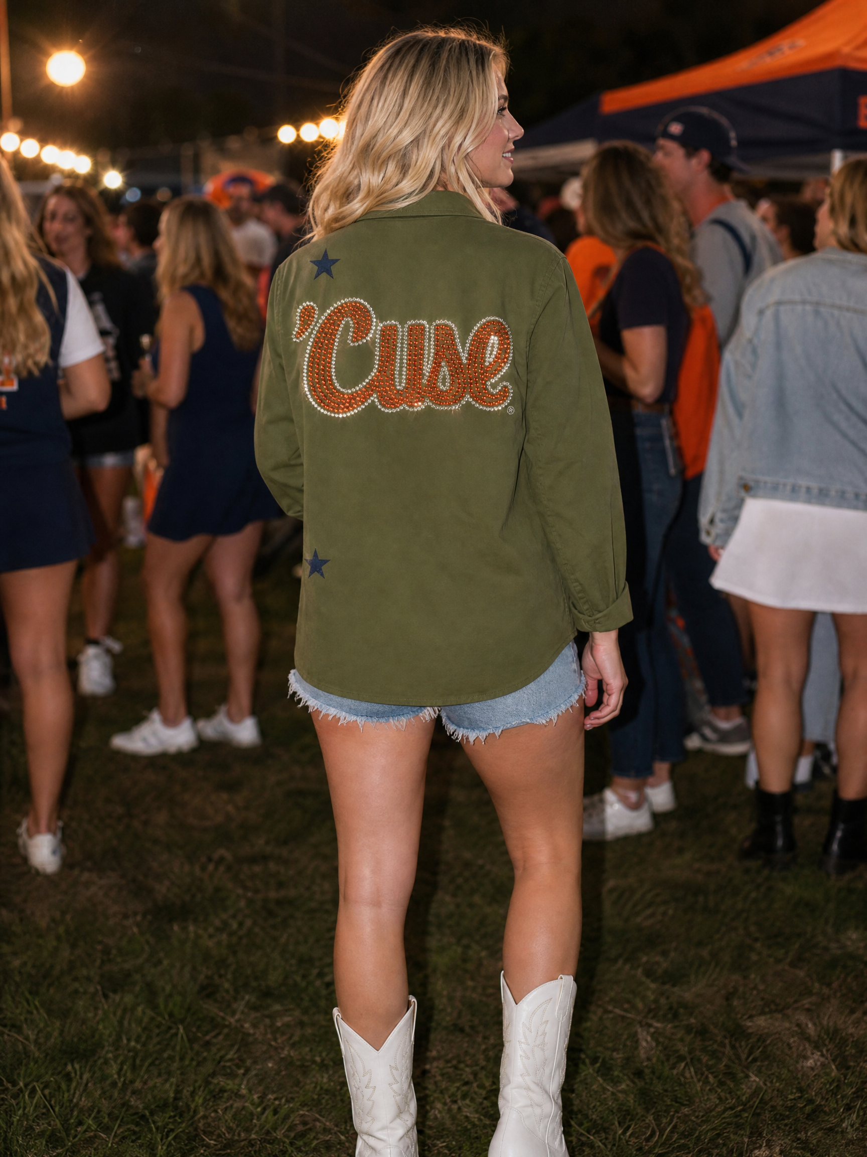 Syracuse 'Cuse Script Army Green Shacket