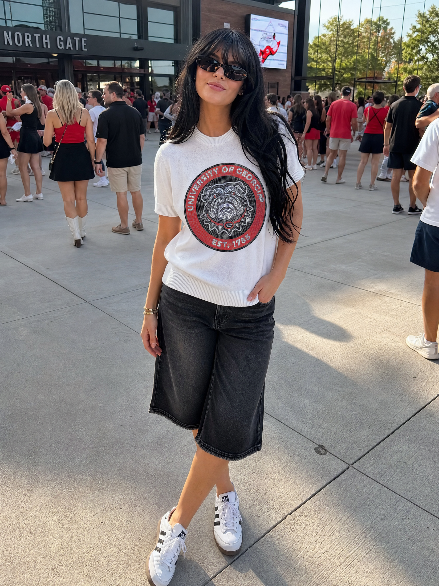 University of Georgia EST. 1785 Ivory Short Sleeve Sweater