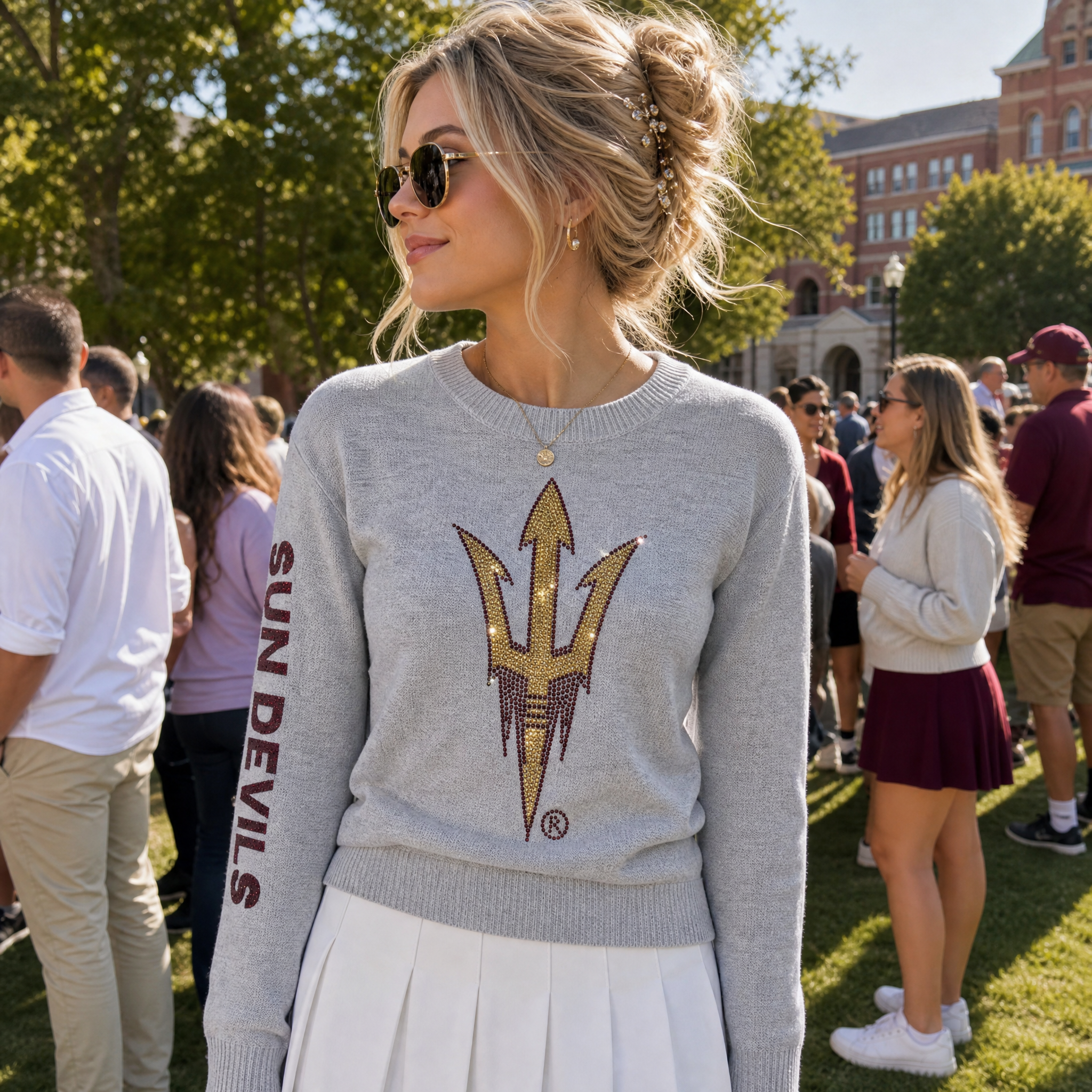 Arizona State Gray Crewneck Fork Sweater