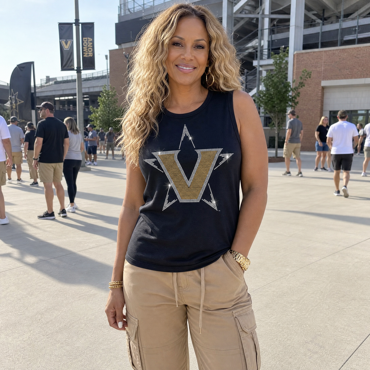 Vanderbilt University Star V Black Tank Top