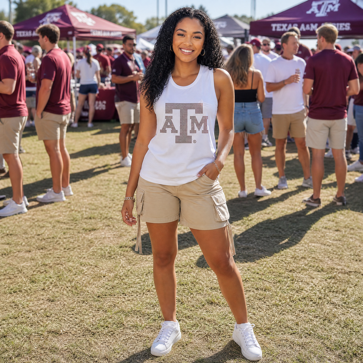 Texas A&M Logo White Tank Top