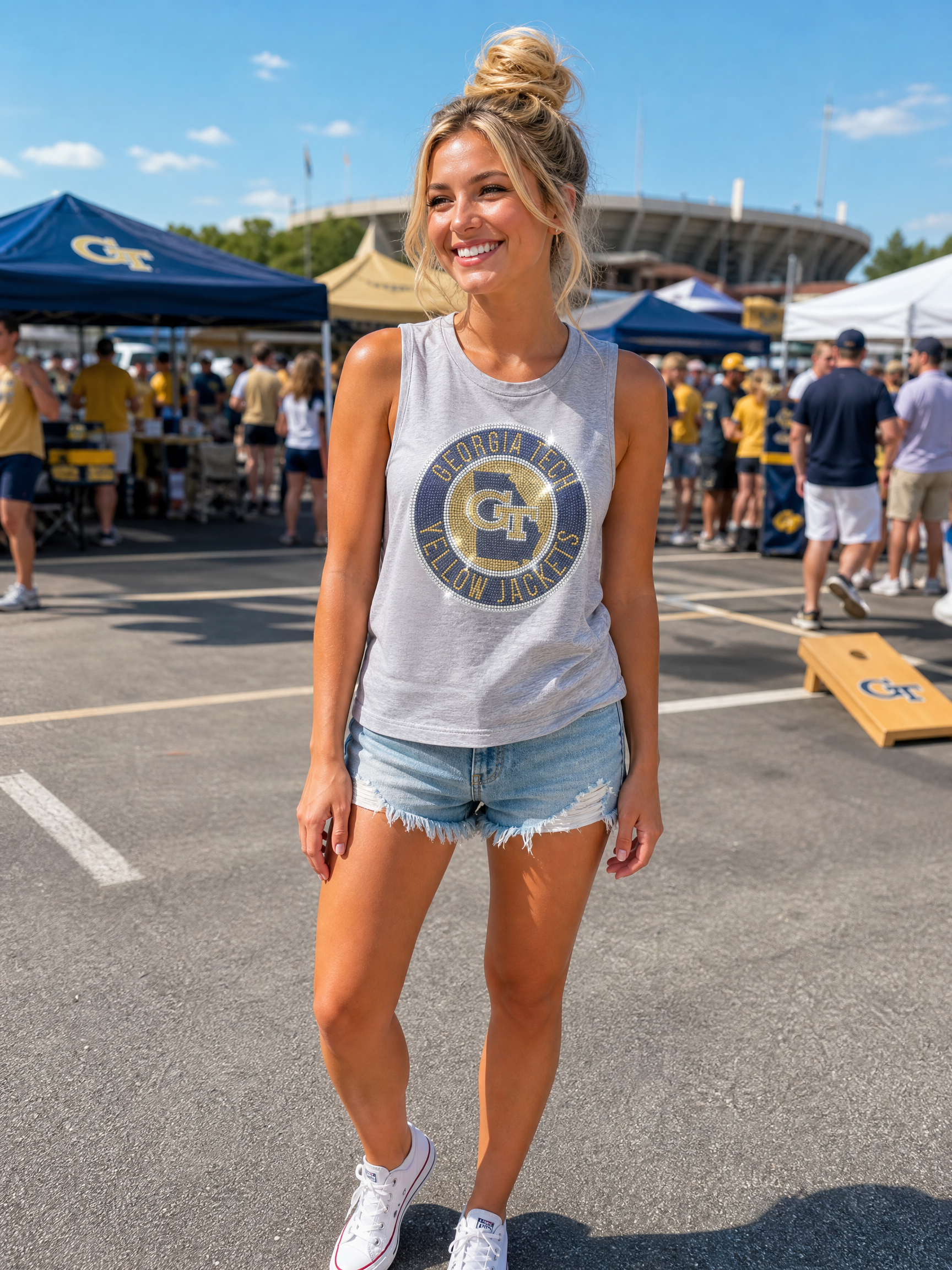 Georgia Tech GT Circle Decal Grey Tank Top