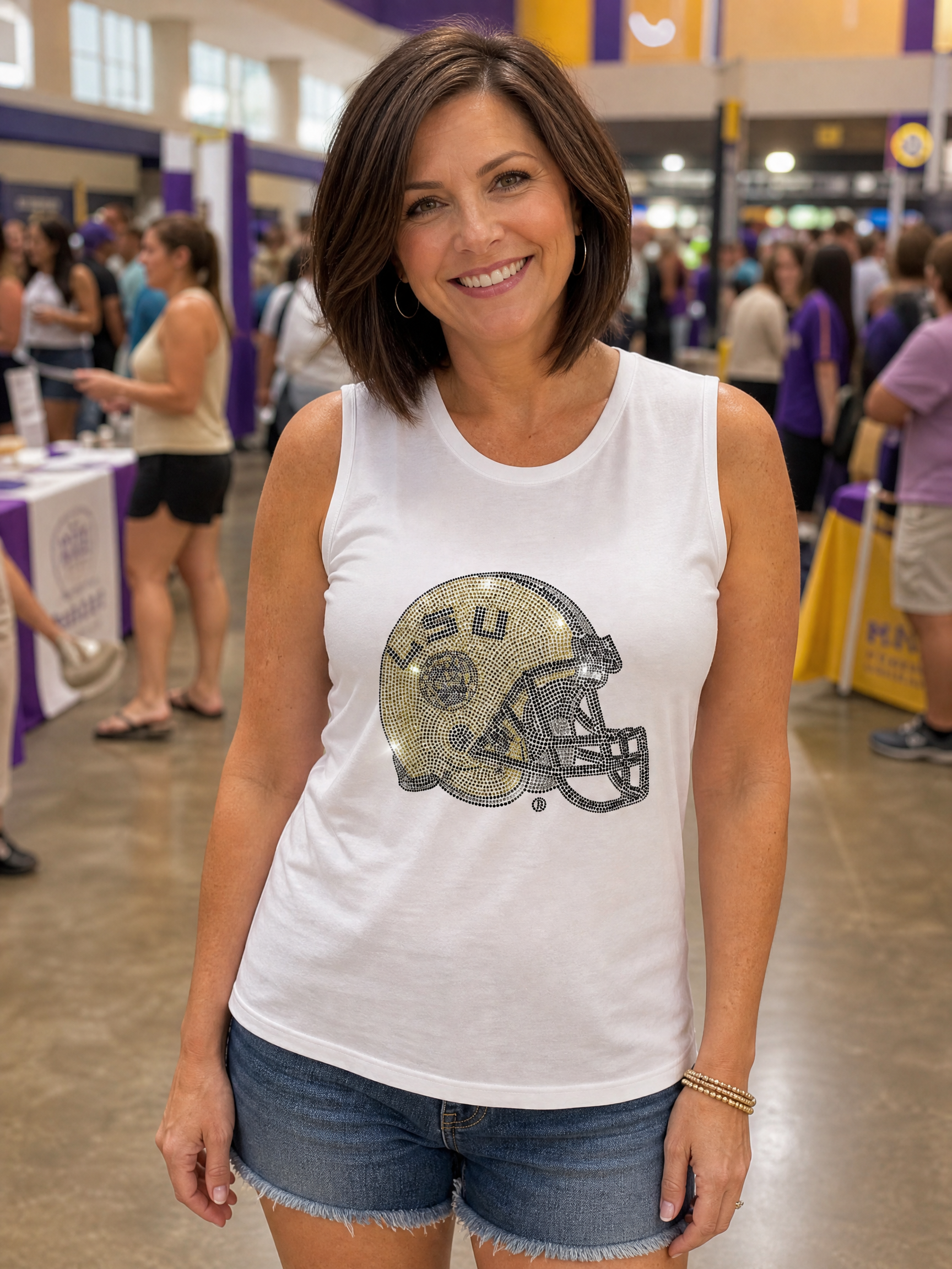 LSU Helmet White Tank Top