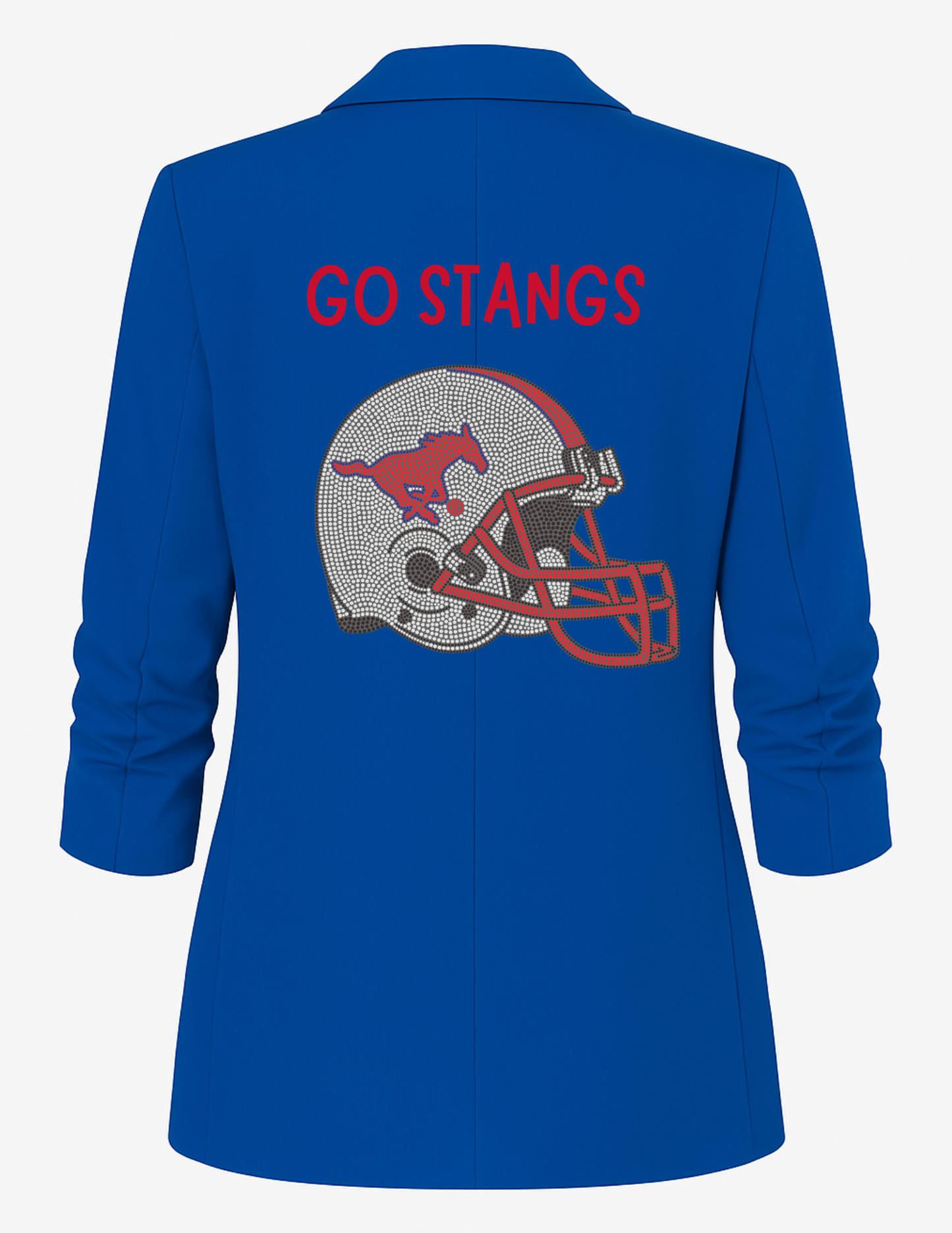 Licensed Game Day Blazer, Ruched Royal Blue, SMU Helmet Go Stangs