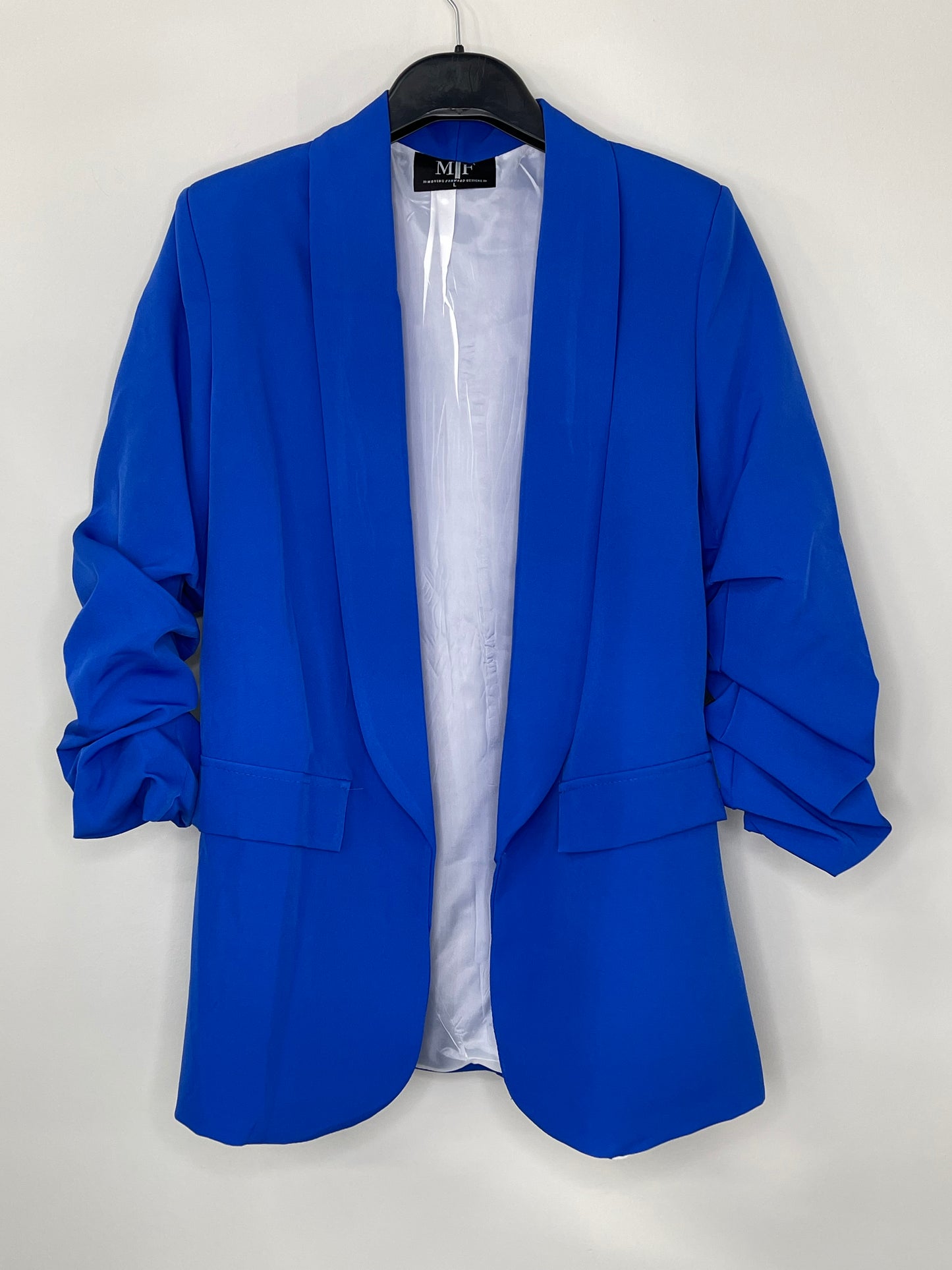 SMALL, MEDIUM & LARGE Royal Blue Ruched Blazer with Soccer Mom