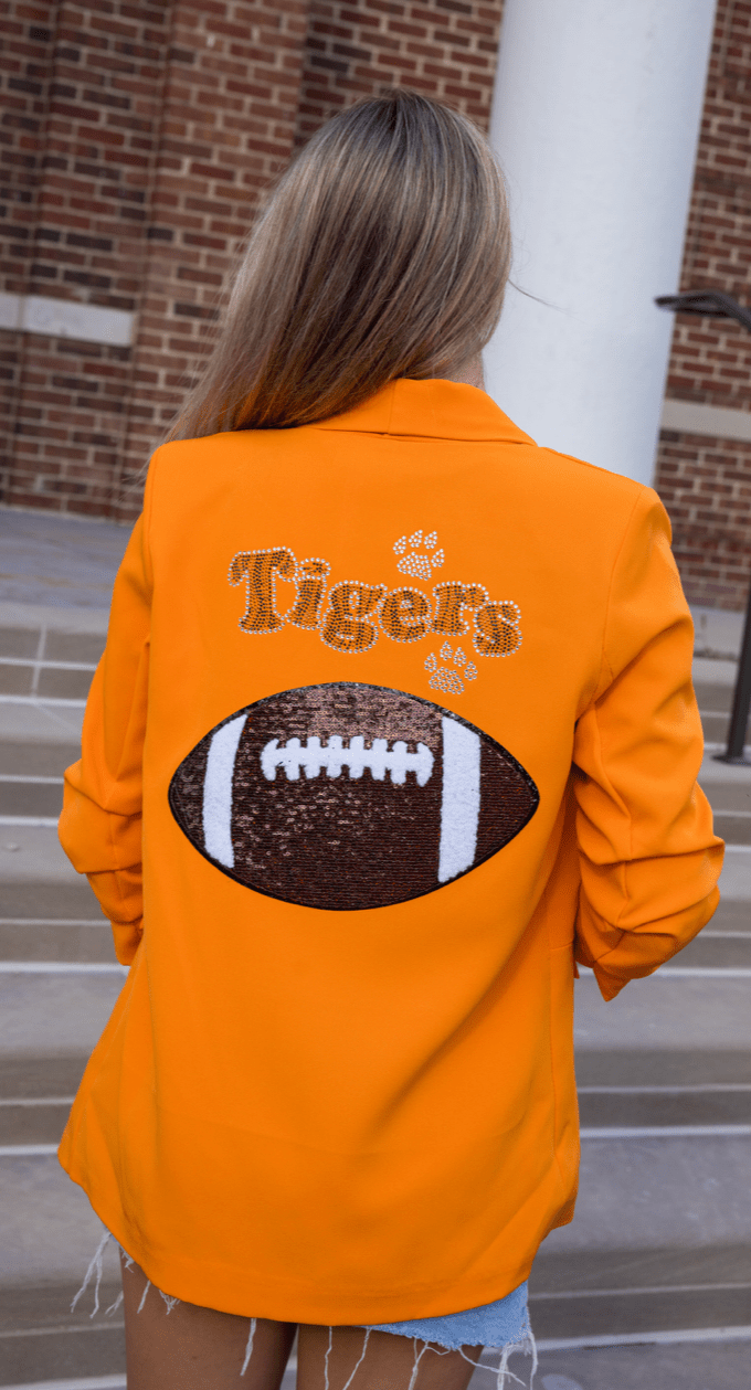 Tigers Football Ruched Orange Blazer