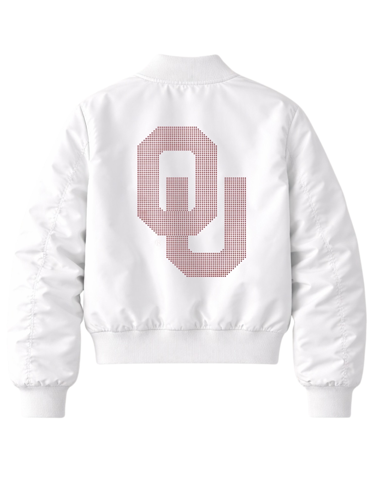 University of Oklahoma Interlocking OU White Bomber Jacket