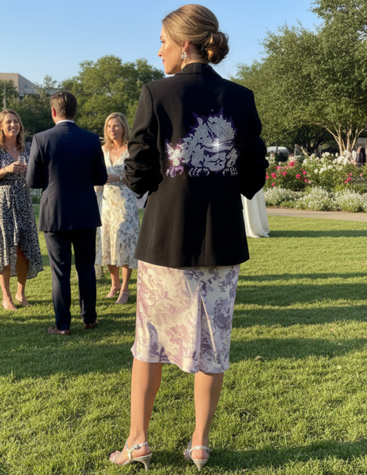 Licensed Game Day Blazer, Black Ruched, TCU Horned Frog
