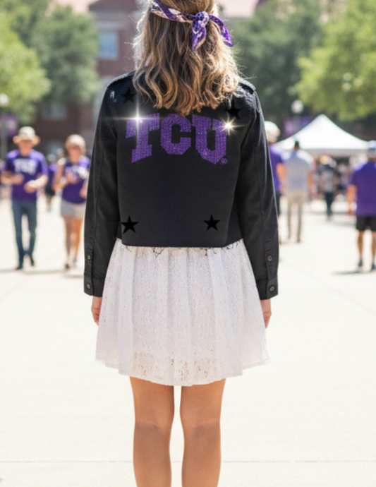 Licensed Game Day Shacket, Black, TCU Crystal TCU