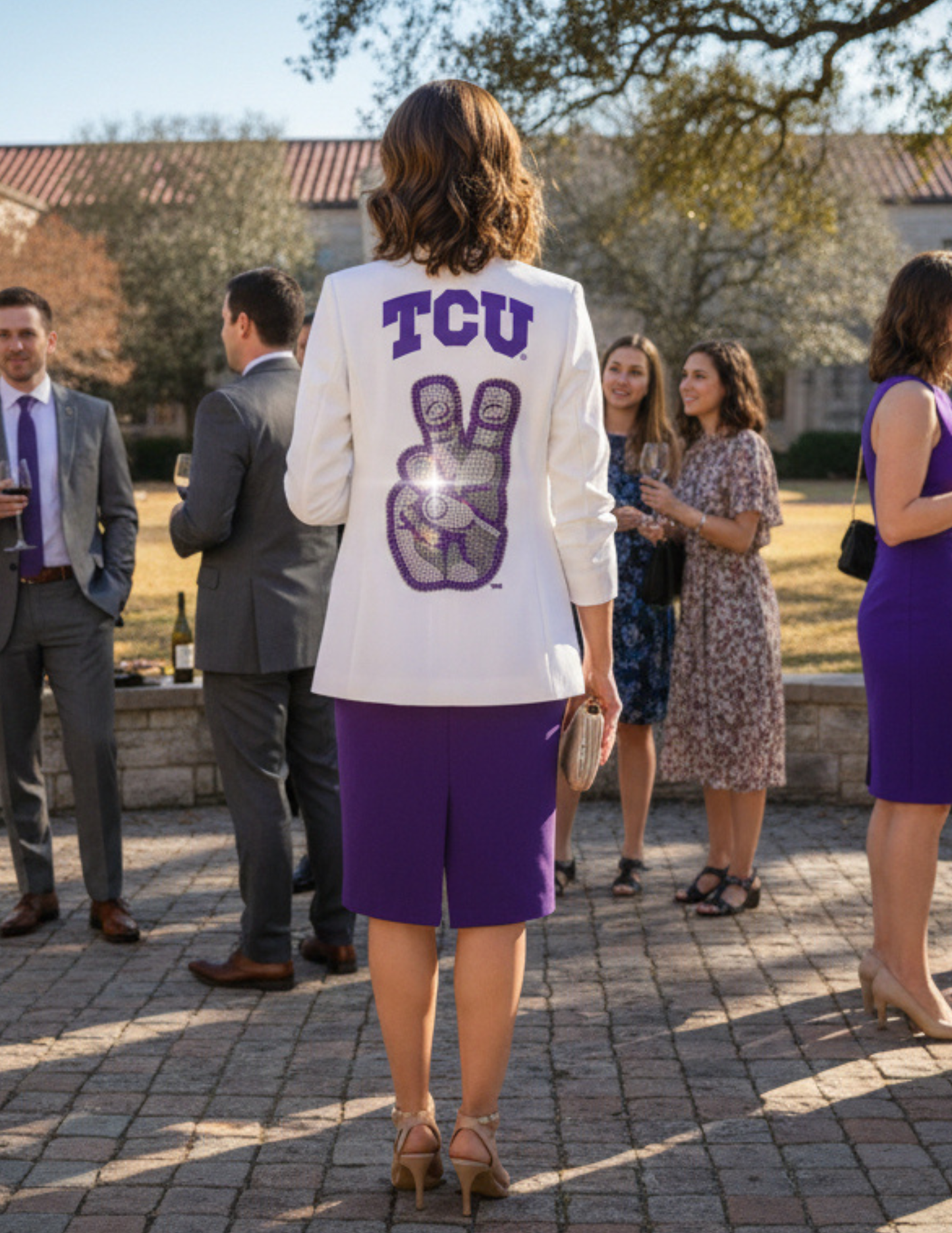 Licensed Game Day Blazer, White, TCU Hand Mark