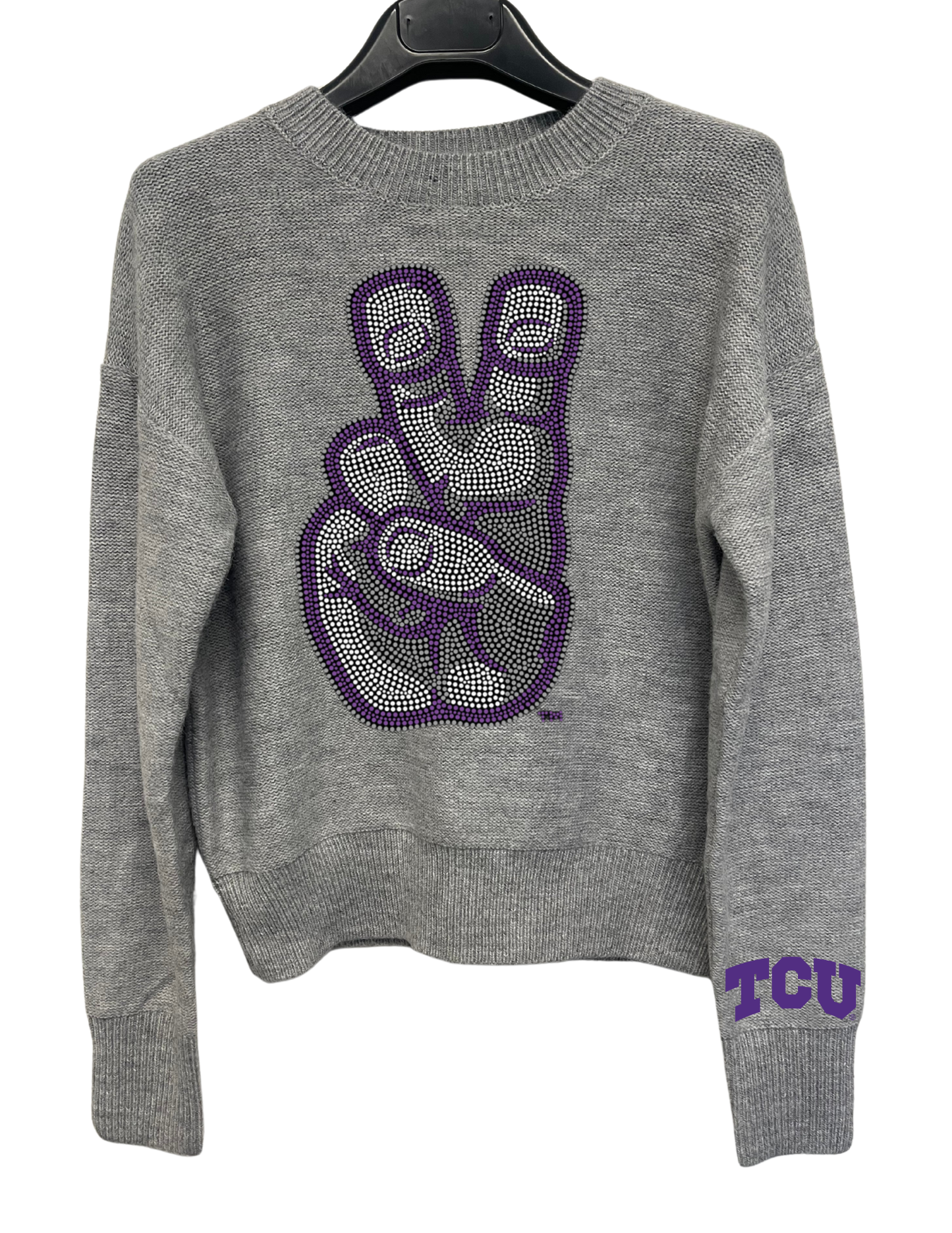 Licensed Game Day Sweater, Gray, TCU Hand Mark
