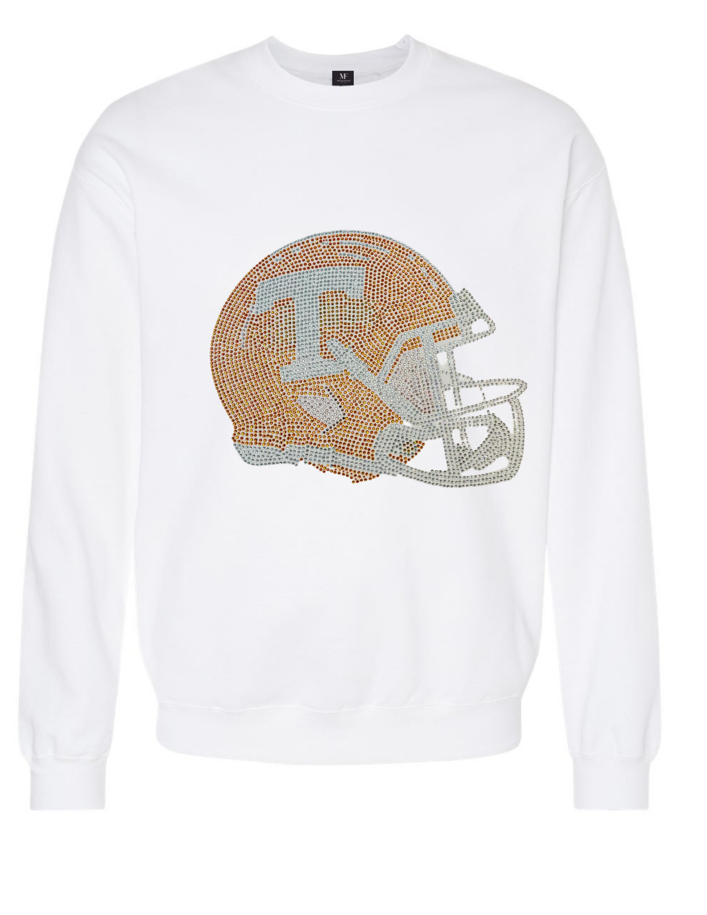 Licensed Game Day Sweatshirt, Crewneck White, Crystal Tennessee Vols Helmet
