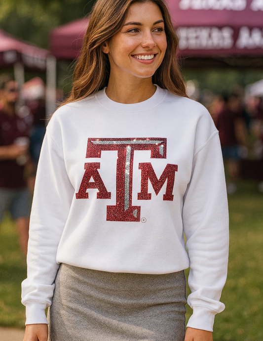 Licensed Game Day Sweatshirt, White, Texas A&M Logo